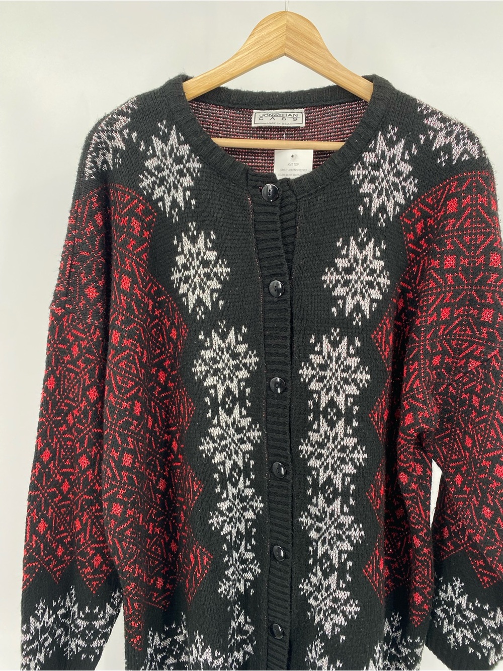 Jonathan Cass VTG Christmas Sweater
Cardigan Metallic Snowflake  No Size